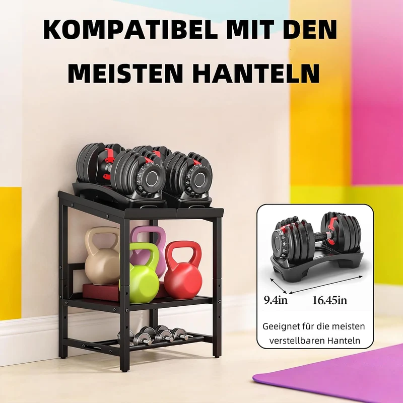lesolar Hantelständer 3-stufig Verstellbar 300KG Kurzhantelregal Heimstudio