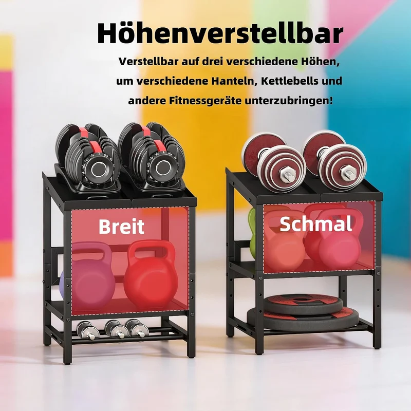 lesolar Hantelständer 3-stufig Verstellbar 300KG Kurzhantelregal Heimstudio