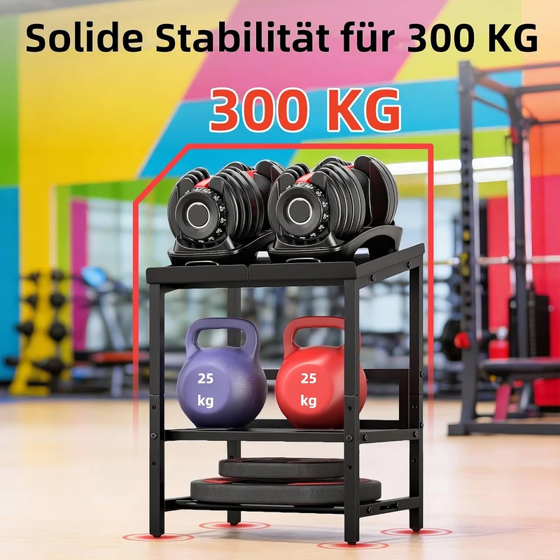 lesolar Hantelständer 3-stufig Verstellbar 300KG Kurzhantelregal Heimstudio