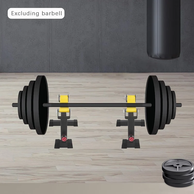 2 Ständer Langhantelablage, Freie Höheneinstellung 30-40cm, bis 300 kg belastbar, mit Nylongewebe Pu