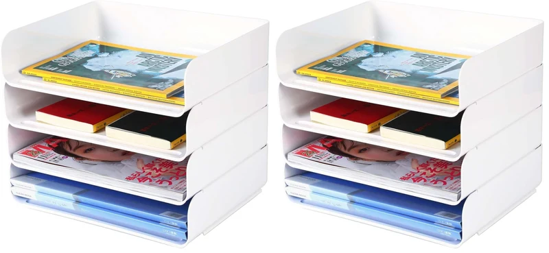 4-stöckige Ablagekorb für A4, Dokumentenablage aus PET Kunststoff, Briefkorb, Briefablage Organizer(