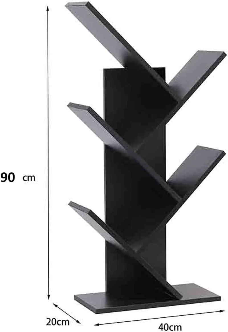 Etnicart Modernes Bücherregal mit Baum freistehend Bücherregal CD Holz MDF Regale Nachttisch 40x20x7