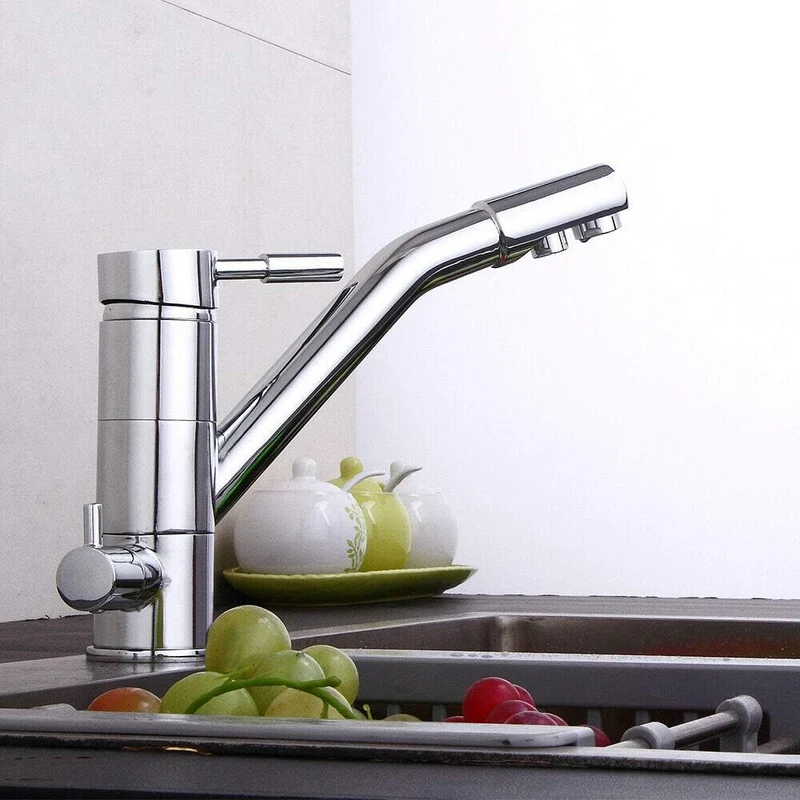 3 In 1 Küchenarmatur Einhebel Wasserfilter Becken 3 Wege Wasserhahn Spültischarmatur Küche, Mit Osmo