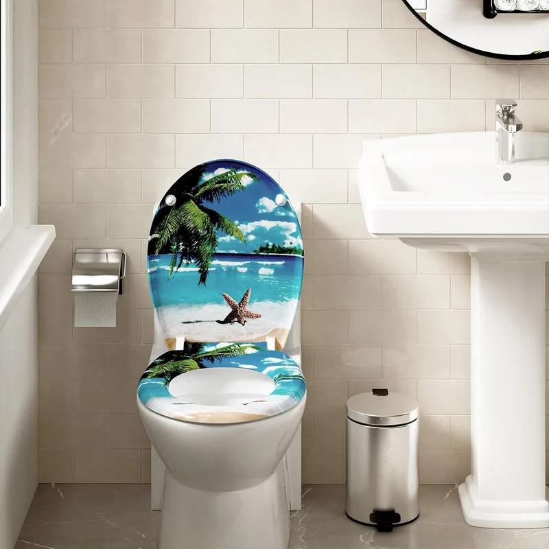 WOLTU WC-Sitz aus Duroplast, WC-Sitz mit Softclose-Funktion, WS2763 Strand, Strand