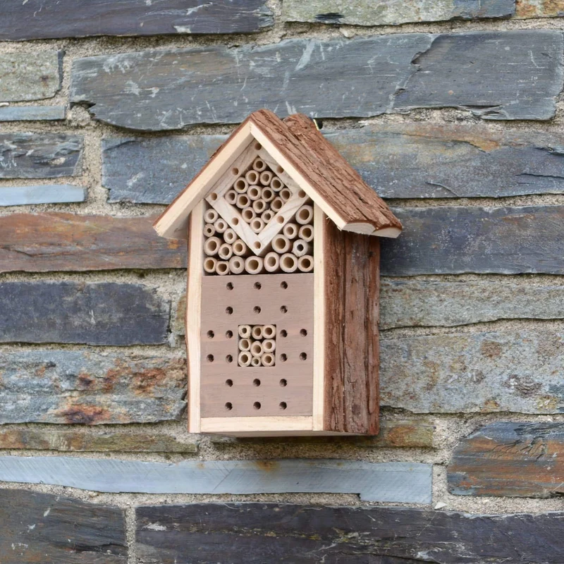 CKB LTD Kleines Insektenhotel aus natürlicher Holzrinde, für Bienen, Marienkäfer, Haus, Holz, Aussen
