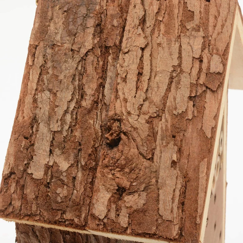 CKB LTD Kleines Insektenhotel aus natürlicher Holzrinde, für Bienen, Marienkäfer, Haus, Holz, Aussen