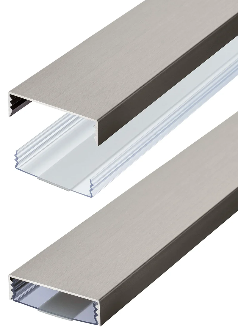 Flacher Design Kabelkanal Edelstahl gebürstet aus Aluminium selbstklebend 50 mm x 15 mm Alunovo Kabe