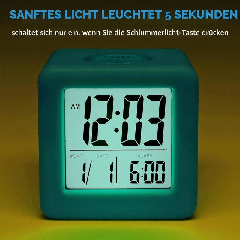 Plumeet Digitaler Reisewecker, Einfach Einzustellen, mit Schlummermodus, Weichem Nachtlicht, Grossem