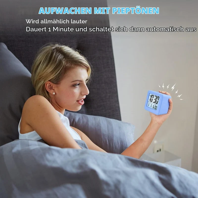Plumeet Digitaler Reisewecker, Einfach Einzustellen, mit Schlummermodus, Weichem Nachtlicht, Grossem