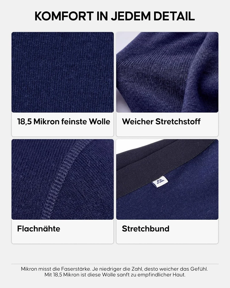 DANISH ENDURANCE Merino Thermounterhose Herren Lang, Premium Thermounterwäsche Herren, Funktionsunte