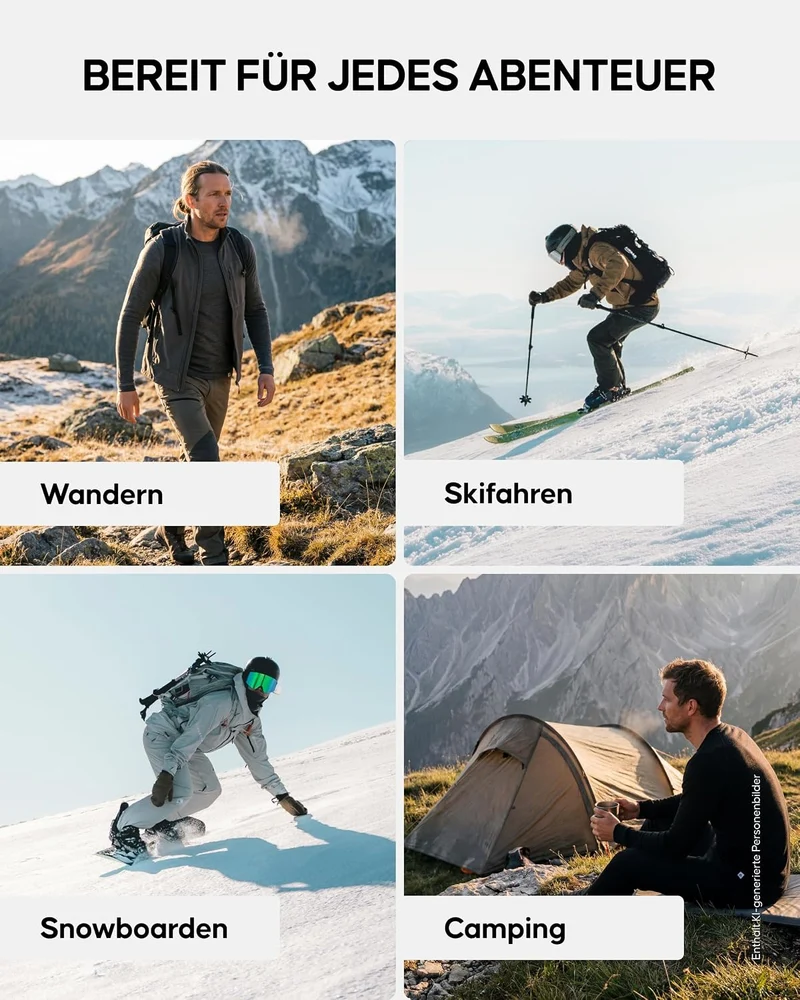DANISH ENDURANCE Merino Thermounterhose Herren Lang, Premium Thermounterwäsche Herren, Funktionsunte