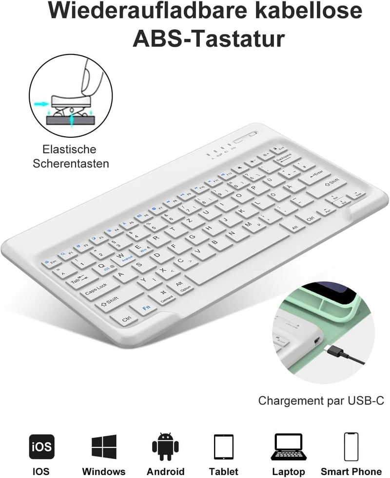 Hülle mit Tastatur für Samsung Galaxy Tab S10 Plus 2024/S9FE+/S9 Plus 12.4", Tastatur QWERTZ deutsch