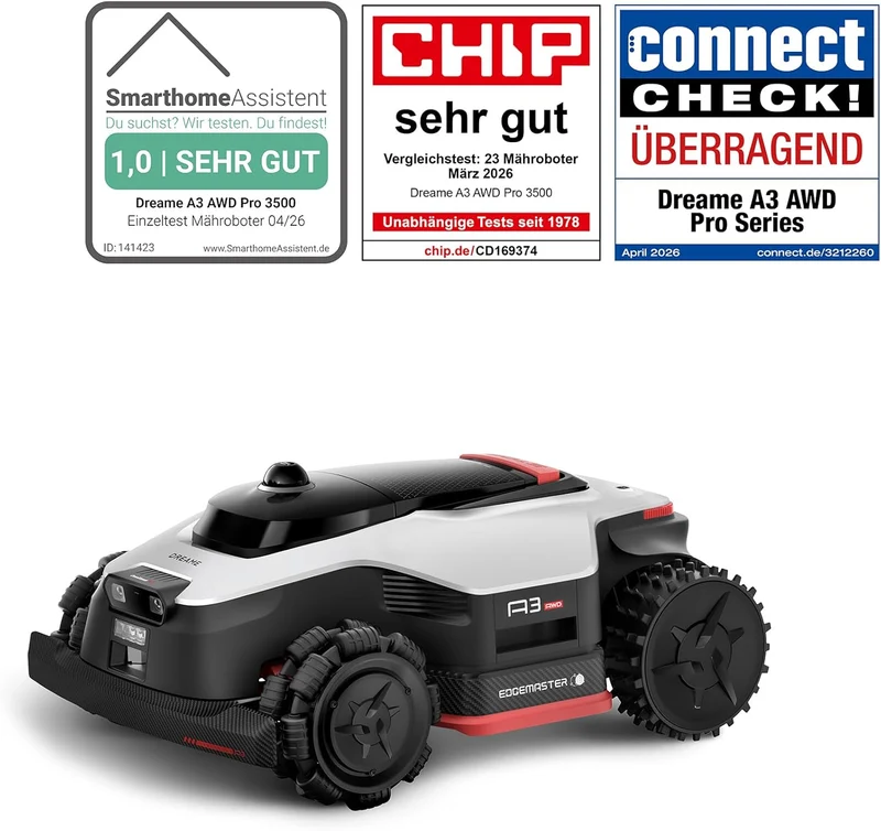 DREAME A3 AWD Pro 3500 Robot-Rasenmäher, für 3500 m², 4WD-Nabenmotoren, ohne RTK, 360° 3D-LiDAR & KI