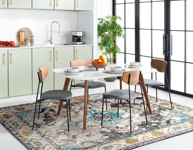 SAFAVIEH Boho Teppich für Wohnzimmer, Esszimmer, Schlafzimmer - Monaco Collection, Kurzer Flor, Grau