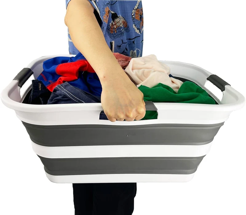 SAMMART 2er-Set zusammenklappbarer Wäschekorb/Organizer aus Kunststoff – Waschwanne – faltbarer Pop-