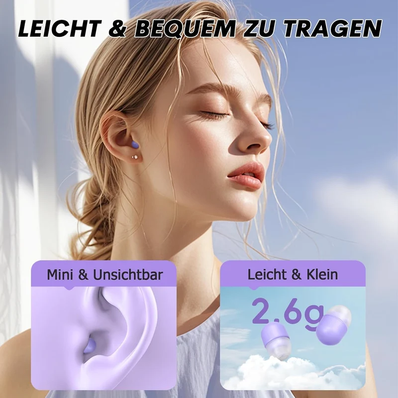 Unsichtbare kleine Schlaf Kopfhörer kabellos Bluetooth im Ohr Wireless in Ear Mini Kopfhörer Sleep E