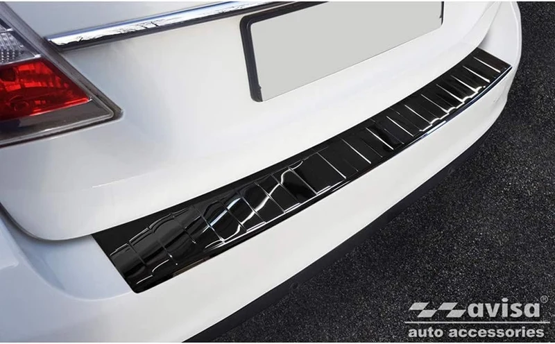 Avisa Spiegelschwarz Edelstahl Heckstossstangenschutz kompatibel mit Volvo V70 Facelift 2013-2016 'R