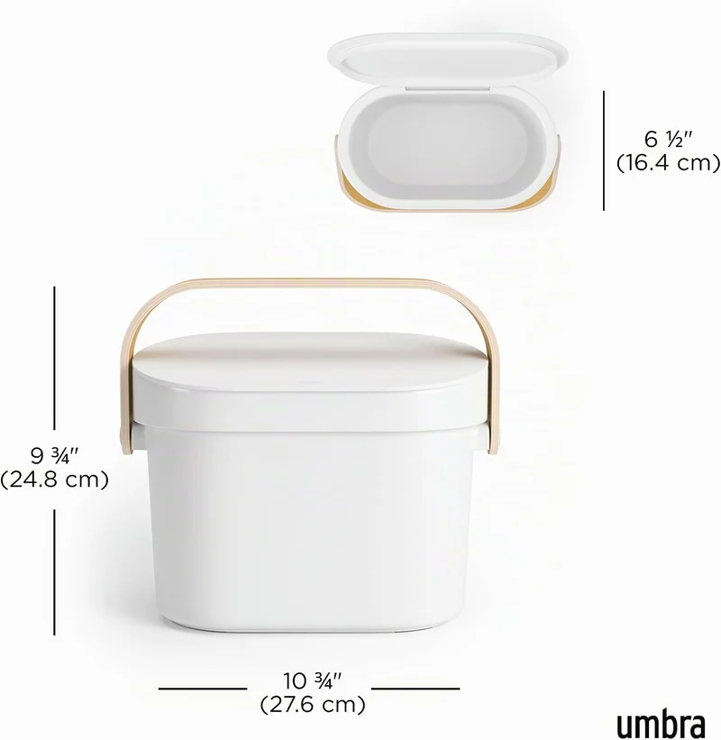 Umbra Bellwood Komposteimer für Küche – Biomülleimer für Arbeitsplatte oder Schranktür, 6l Kompostbe