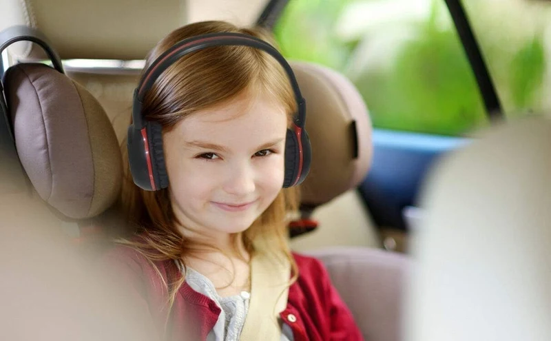 SIMOLIO 2 Stück of Infrarot Kopfhörer für car DVD-Player, 2-Kanal IR Auto Kopfhörer für Kinder, Falt