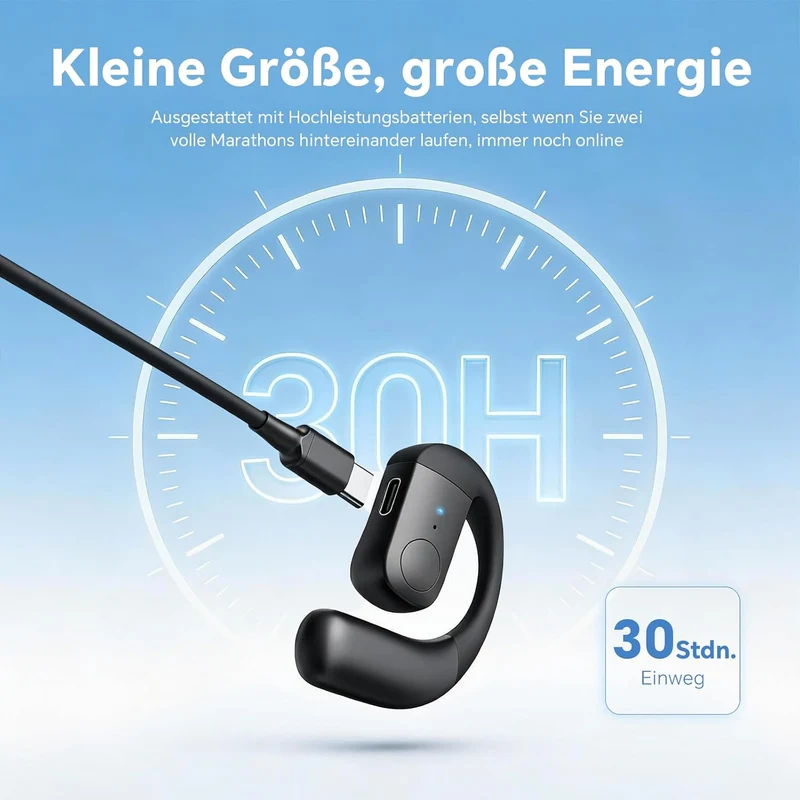 Wireless Single Earbud Bluetooth Headset mit Mikrofon Handy Telefon Freisprech Open Ear Einzeln Spor