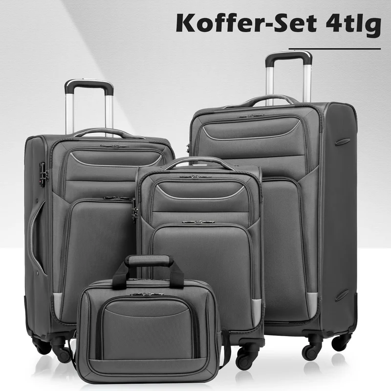 COOLIFE Koffer Trolley Koffer Reisekoffer von 4 Rollen Stoffkoffer Handgepäck TSA-Schloss Der Koffer