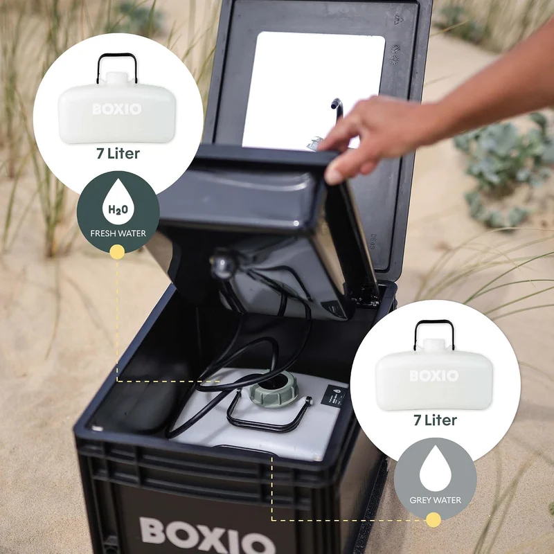 BOXIO - WASH Max+ XL: Mobiles 40x30 Camping Waschbecken Komplettset Wash Max+ 7 Liter, Wash Max+ 7 L