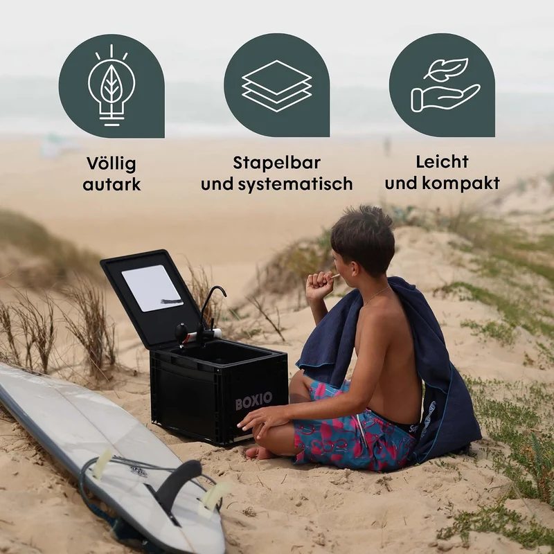 BOXIO - WASH XL: 7l Camping Waschbecken mit Pumpe ohne Strom 40x30 Wash 7 Liter, Wash 7 Liter