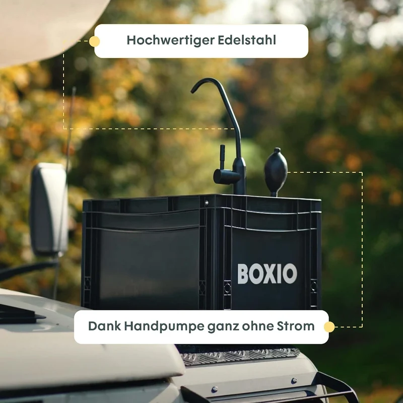 BOXIO - WASH XL: 7l Camping Waschbecken mit Pumpe ohne Strom 40x30 Wash 7 Liter, Wash 7 Liter
