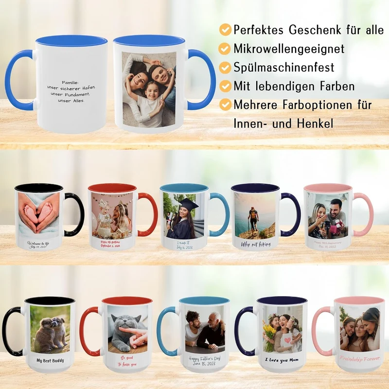 Individuelle Tasse mit Bild oder Text Ihrer Uploads, personalisierte Tasse, mikrowellen- und spülmas
