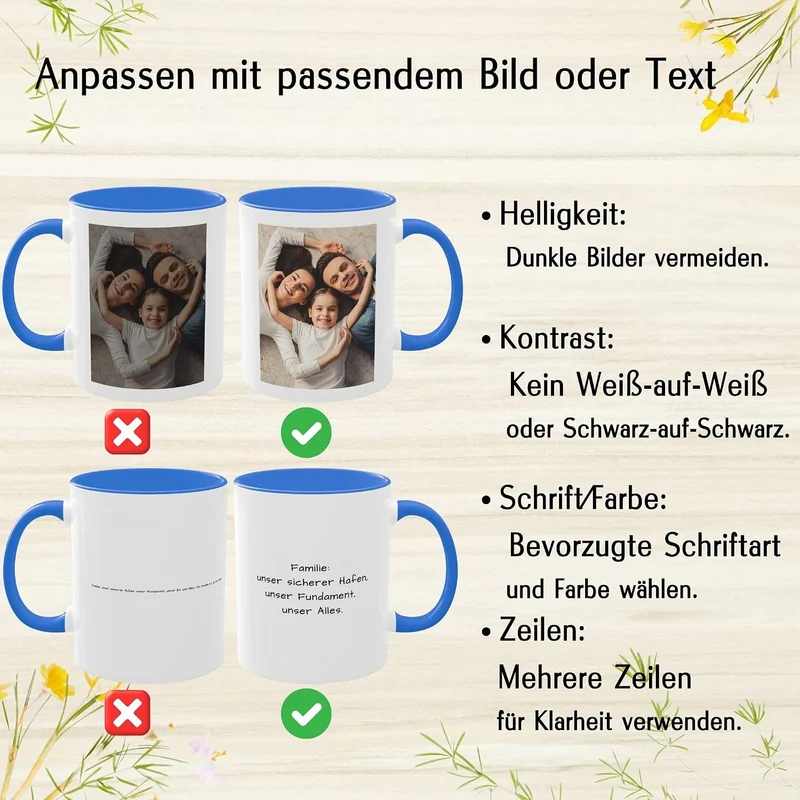 Individuelle Tasse mit Bild oder Text Ihrer Uploads, personalisierte Tasse, mikrowellen- und spülmas