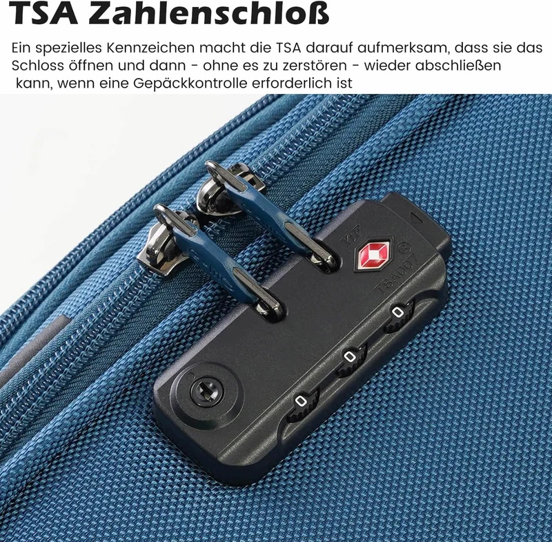 COOLIFE Koffer Trolley Koffer Reisekoffer von 4 Rollen Stoffkoffer Handgepäck TSA-Schloss Der Koffer