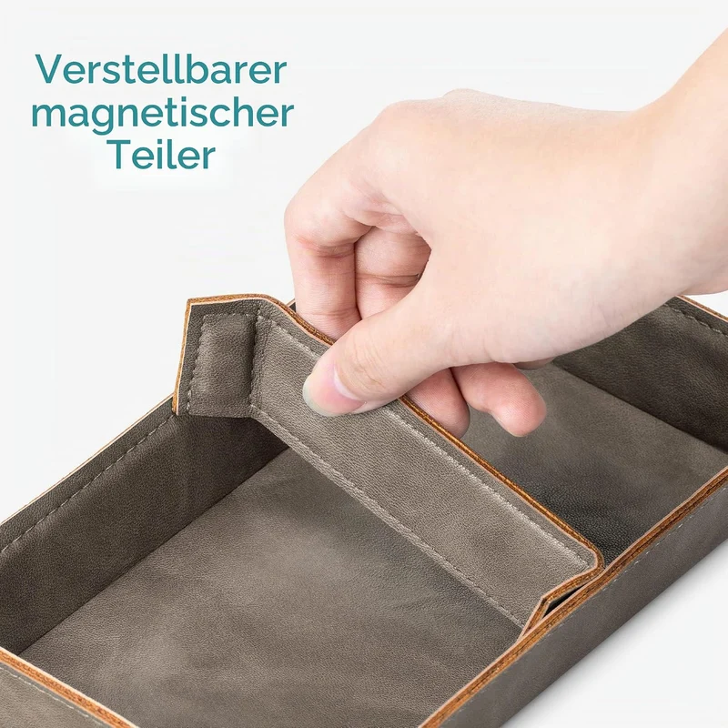 Navaris Lederschale Tablett aus Kunstleder - 2x Schale Ablage Leder - Ablageschale für Schmuck Schlü