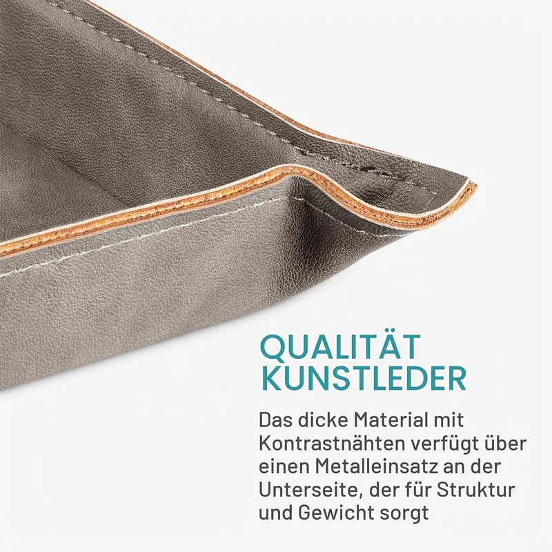Navaris Lederschale Tablett aus Kunstleder - 2x Schale Ablage Leder - Ablageschale für Schmuck Schlü