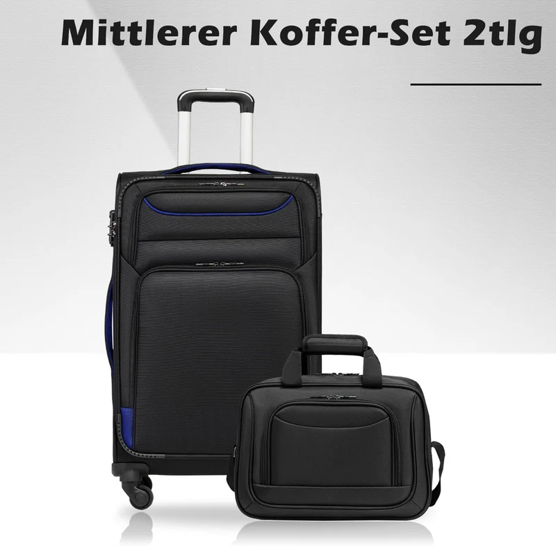 COOLIFE Koffer Trolley Koffer Reisekoffer von 4 Rollen Stoffkoffer Handgepäck TSA-Schloss Der Koffer