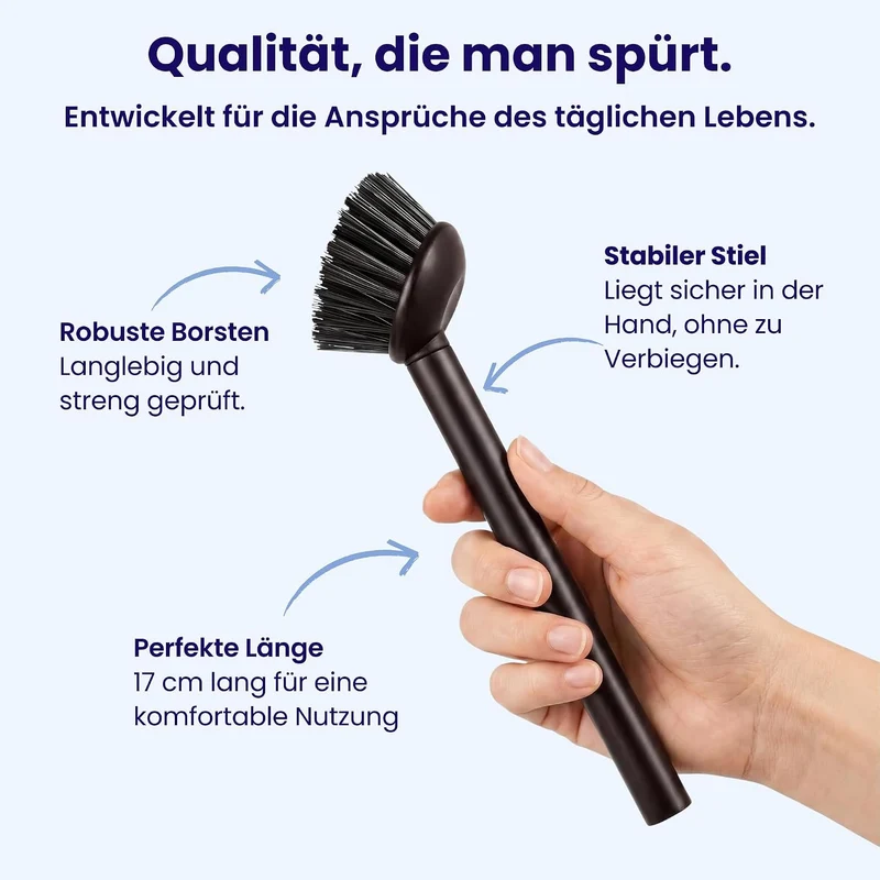 Spülbürste 3er Pack schwarz I Langer Griff I Modernes Design, minimalistisch I Küchenbürste handlich