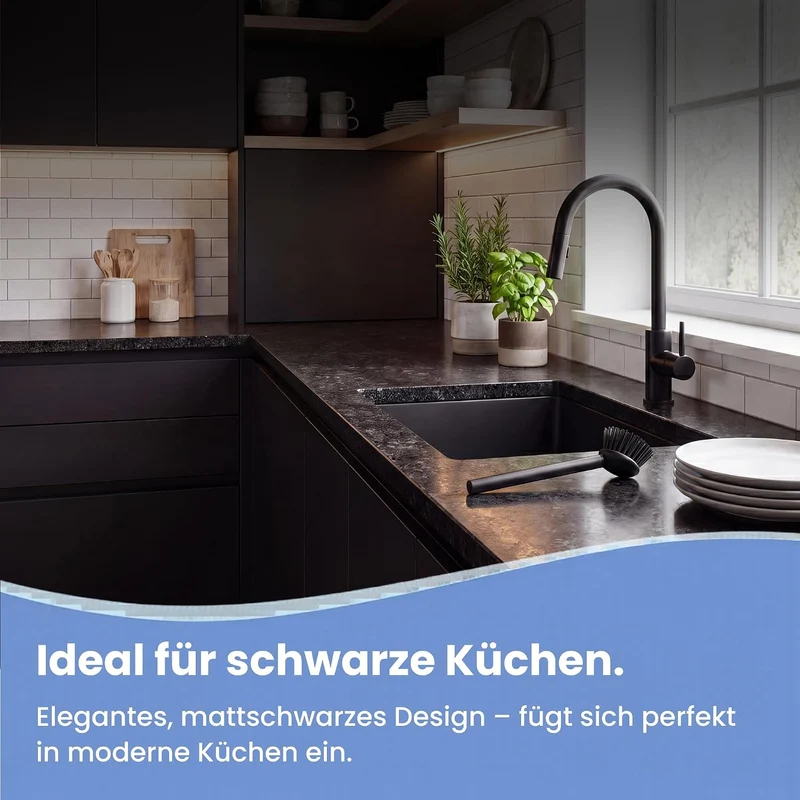 Spülbürste 3er Pack schwarz I Langer Griff I Modernes Design, minimalistisch I Küchenbürste handlich
