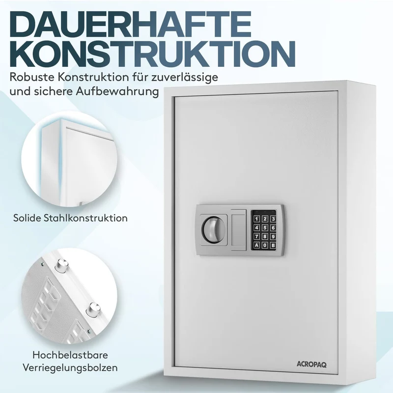ACROPAQ Schlüsselschrank mit Zahlencode - Für bis zu 200 Schlüssel, Inkl. 200 Anhänger, Mit elektron