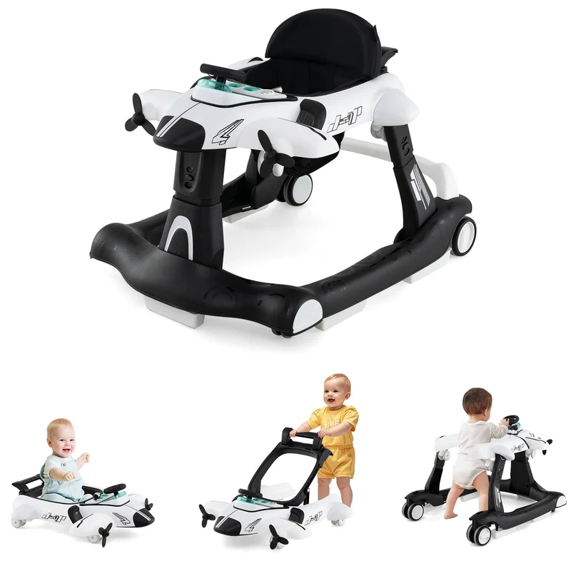 GOPLUS 6 in 1 Lauflernhilfe, Lauflernwagen mit einstellbarer Geschwindigkeit & 3 Höhen, Esstablett,