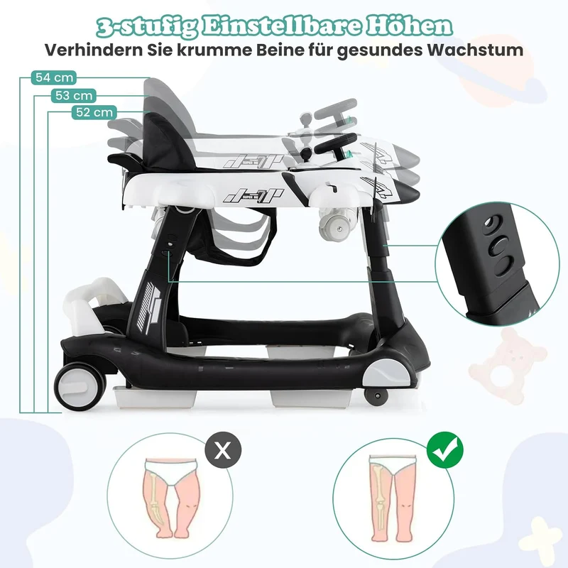 GOPLUS 6 in 1 Lauflernhilfe, Lauflernwagen mit einstellbarer Geschwindigkeit & 3 Höhen, Esstablett,