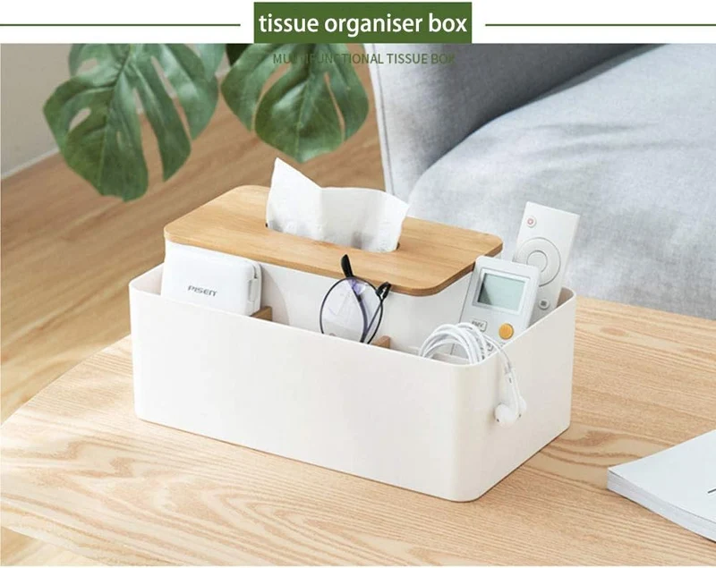 tooloflife Taschentuchbox Halter Kunststoff Rechteck mit Aufbewahrung für Taschentücher Servietten K