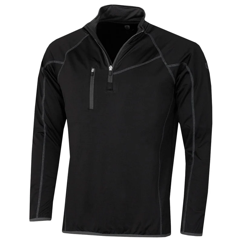 Insel Grün Herren Zip Neck Thermal Wicking Golf Sweater L Schwarz, L Schwarz