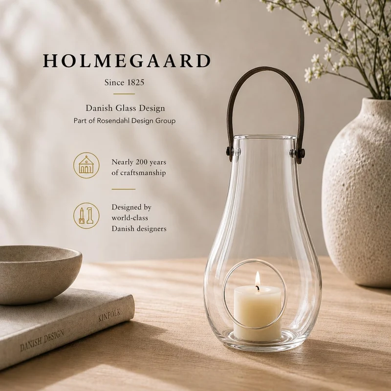 Holmegaard Laterne H29 cm Design with Light aus mundgeblasenem Glas, klar Klar H29 cm, Klar H29 cm