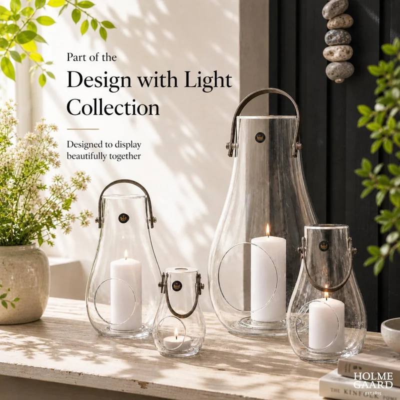 Holmegaard Laterne H29 cm Design with Light aus mundgeblasenem Glas, klar Klar H29 cm, Klar H29 cm