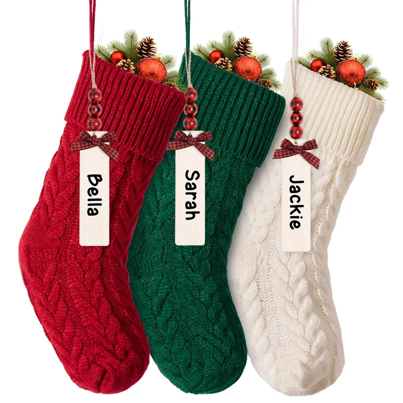 MOSTOP Strick-Weihnachtsstrümpfe, 4 Stück, 45,7 cm, grosse Grösse, Zopfstrick, Weihnachtsstrümpfe fü