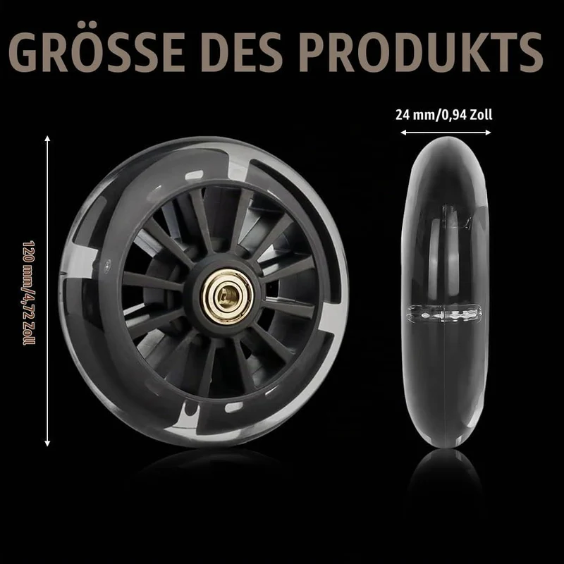 Freestyle-Rollerrad, 2 Stück, beleuchtet, mit LED-Blinklicht, 120 mm, Roller-Reifen mit ABEC-7-Kugel