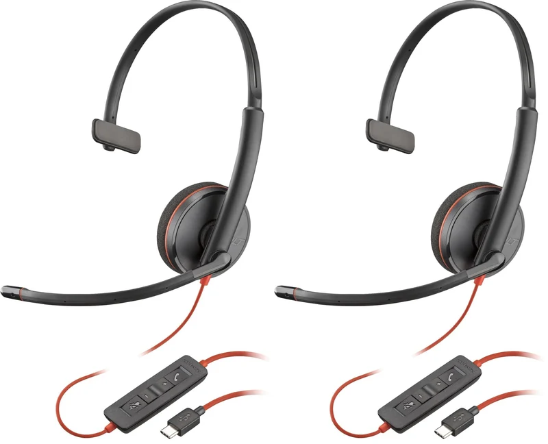 POLY Headset Blackwire C3210 Mono USB-C/A (Packung mit 2) Schwarz 0 (Packung mit 2), Schwarz 0 (Pack