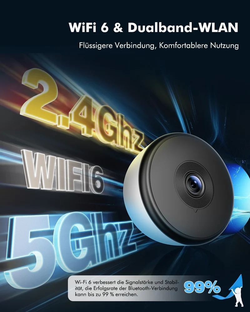 2K Fenster Überwachungskamera Innen, WLAN Kamera Indoor mit Farb-Nachtsicht, Anti-Reflex & Blendschu