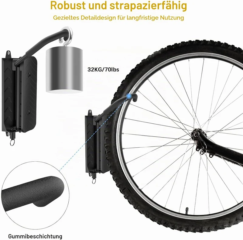 Fahrrad Wandhalterung, Wyxron Fahrradträger Vertikal Fahrradständer Schwenkbare 32kg Tragkraft mit F