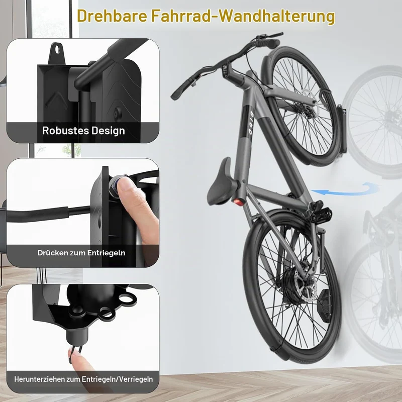 Fahrrad Wandhalterung, Wyxron Fahrradträger Vertikal Fahrradständer Schwenkbare 32kg Tragkraft mit F