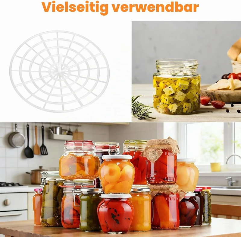 5 Pcs Fermentiergitter mit Halterung, Fermentiergewichte für Verhindern Lebensmittel mit Luft in Kon
